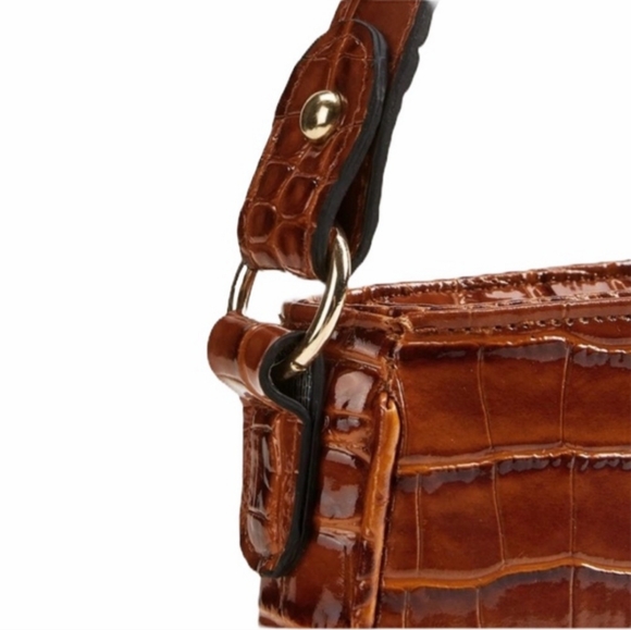 Brown croc embossed baguette - Picture 4 of 8